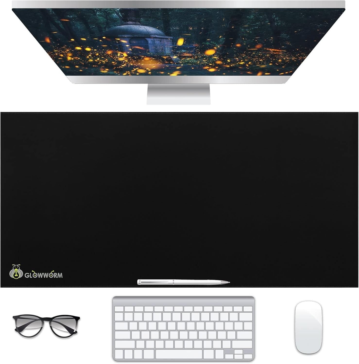 Oversized Desk Pad — PU Leather, Waterproof, Stitched Edges