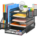 Desk Organizer with File Holder — 5-Tier with Drawer and Pen Holder