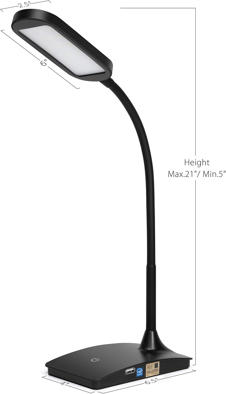 LED Desk Lamp — Gooseneck, USB Charging Port, Compact - Image 6