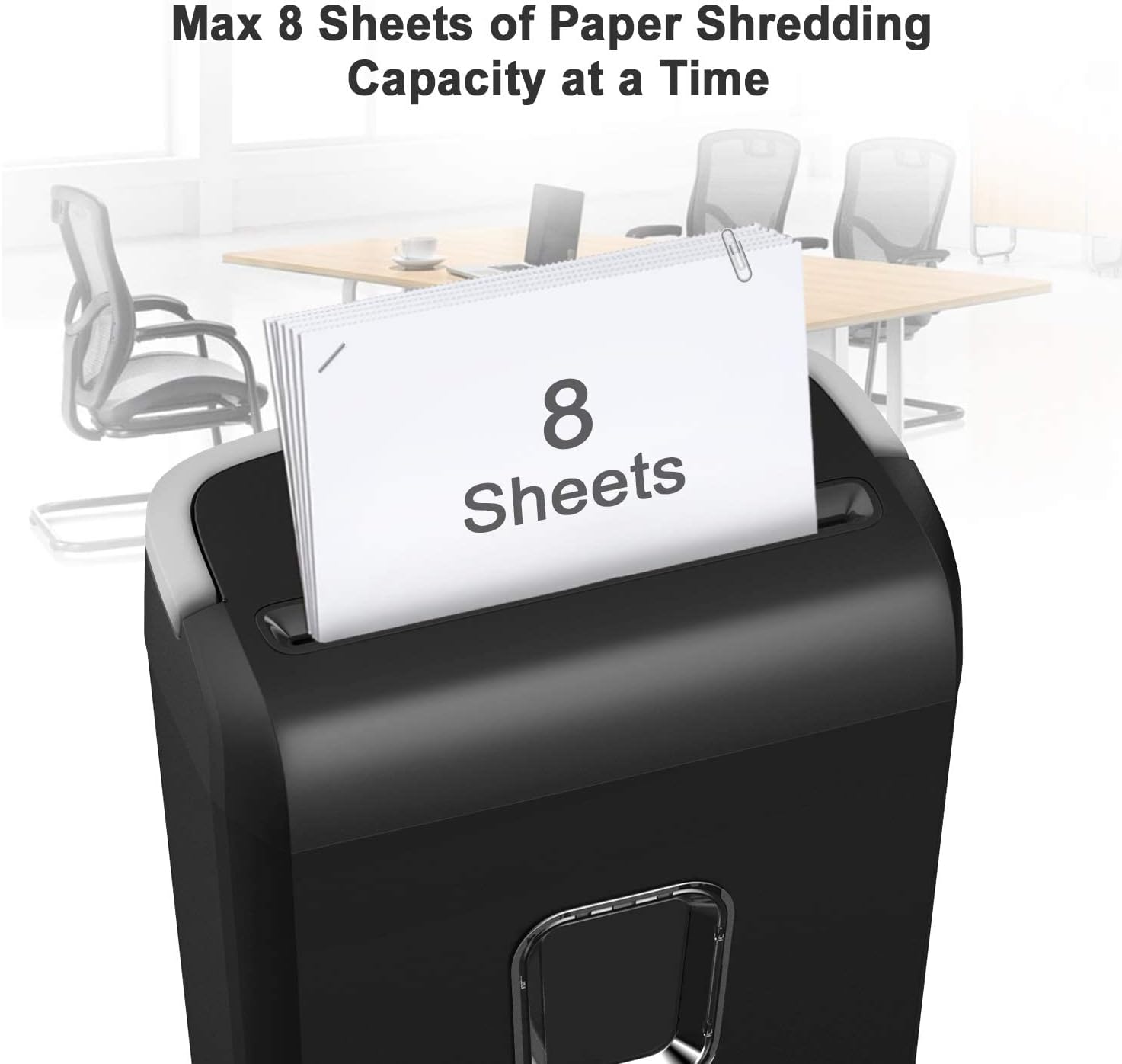 Paper Shredder — 8-Sheet Cross-Cut, P-4 Security, Compact - Image 4