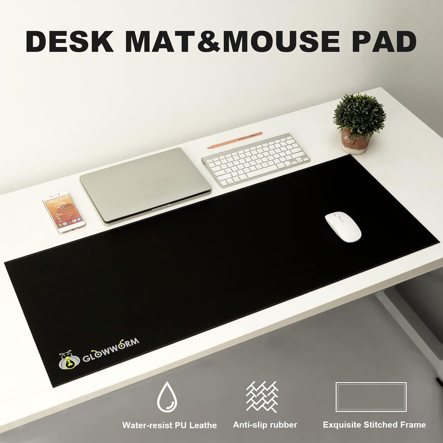 Oversized Desk Pad — PU Leather, Waterproof, Stitched Edges - Image 2