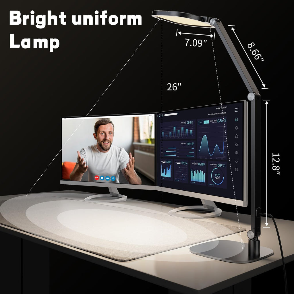LED Desk Lamp — Swing Arm, Memory Function, Metal Build - Image 6