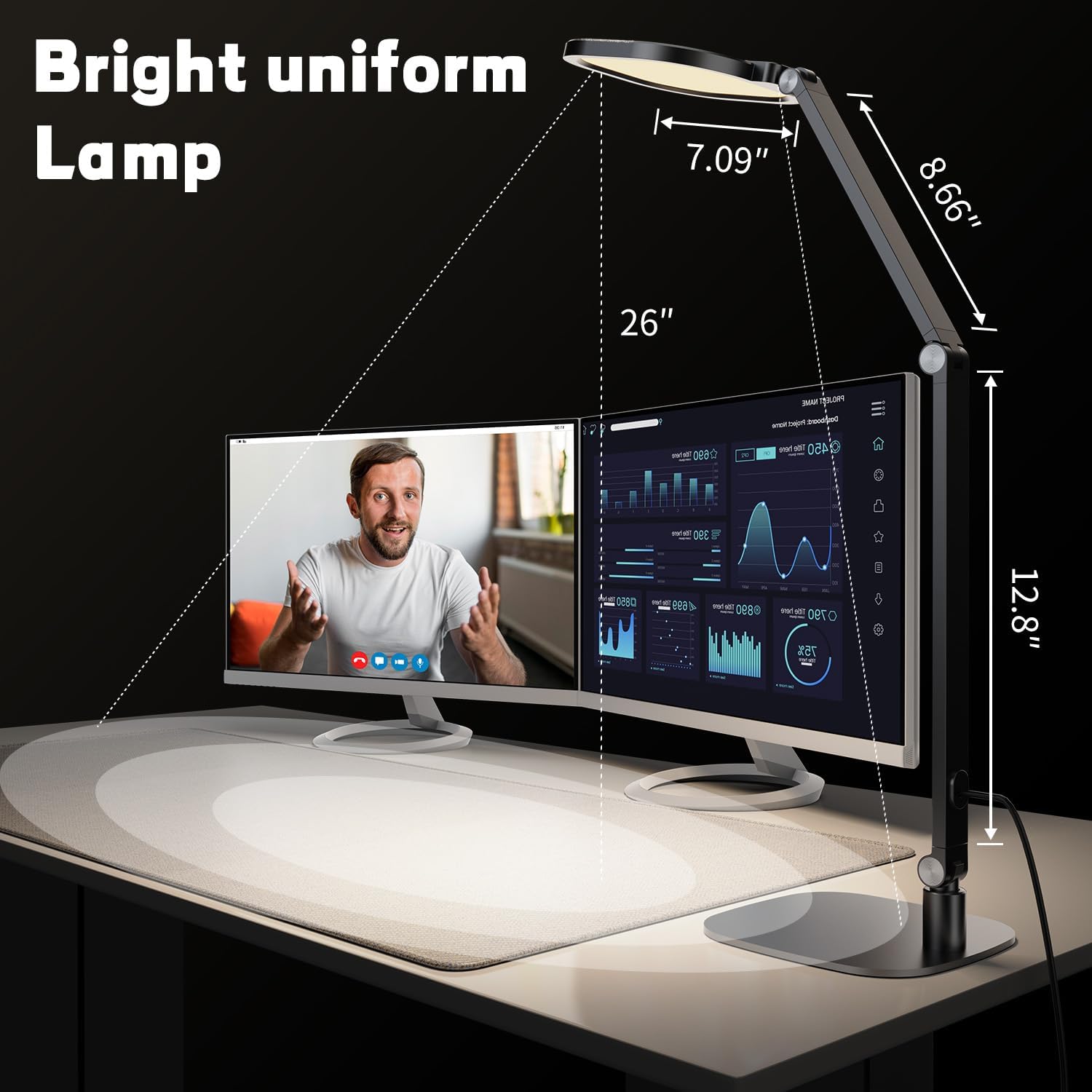 LED Desk Lamp — Swing Arm, Memory Function, Metal Build - Image 6
