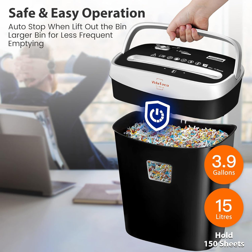 Paper Shredder — 10-Sheet Cross-Cut, 3.9 Gallon Bin - Image 6