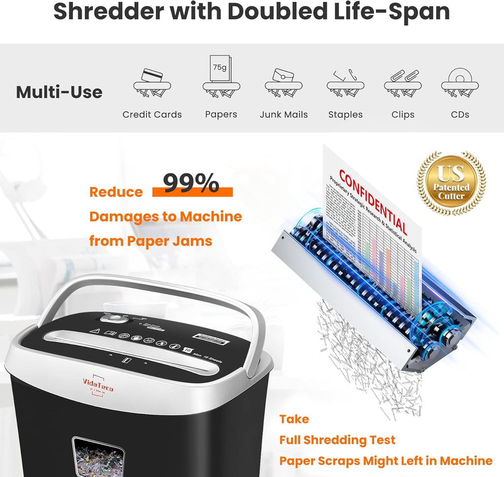 Paper Shredder — 10-Sheet Cross-Cut, 3.9 Gallon Bin - Image 3