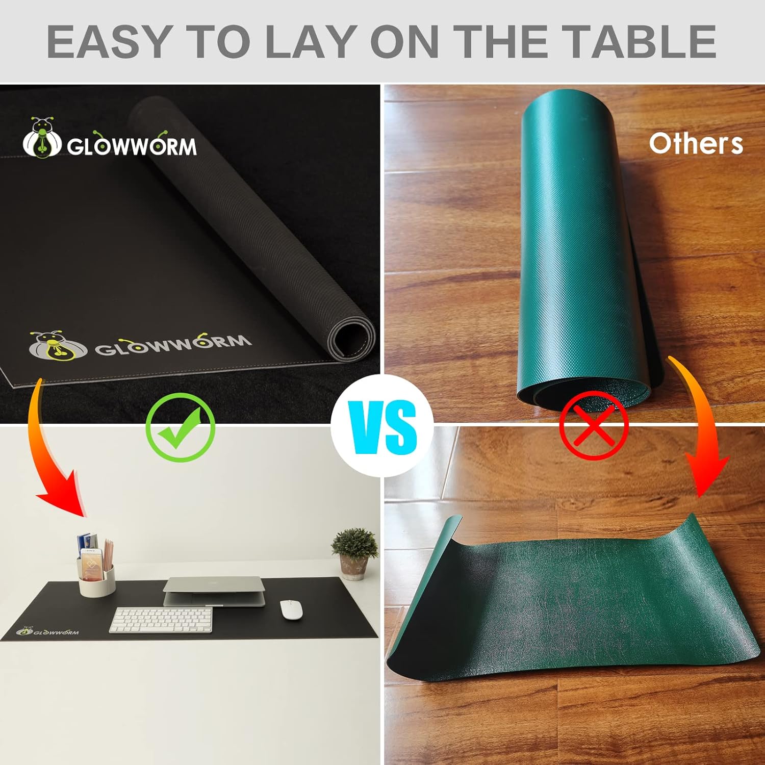 Oversized Desk Pad — PU Leather, Waterproof, Stitched Edges - Image 3