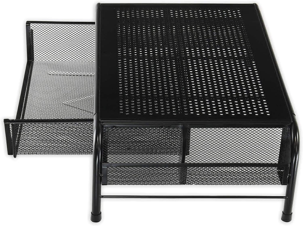 Monitor Stand Riser — Metal Mesh with Organizer Drawer - Image 3