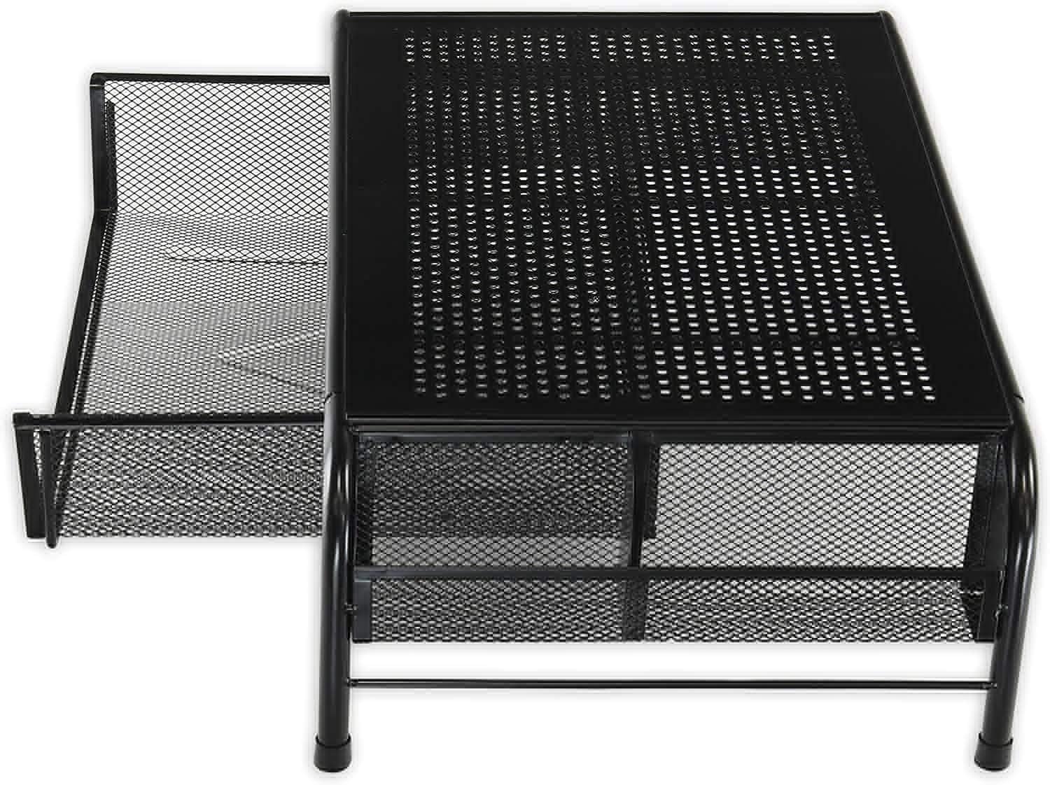 Monitor Stand Riser — Metal Mesh with Organizer Drawer - Image 3