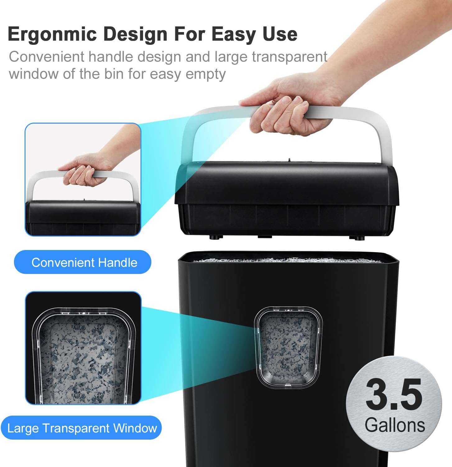 Paper Shredder — 8-Sheet Cross-Cut, P-4 Security, Compact - Image 5
