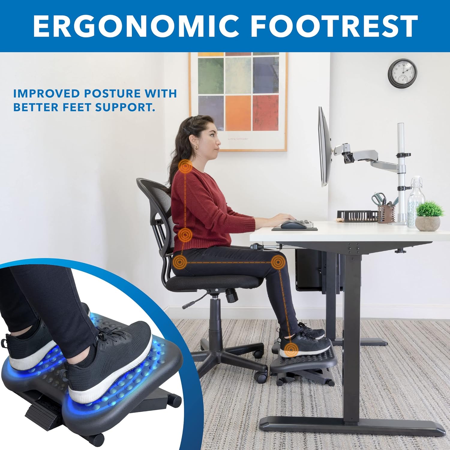 Ergonomic Under Desk Footrest — Adjustable Height, Tilt Angle - Image 2