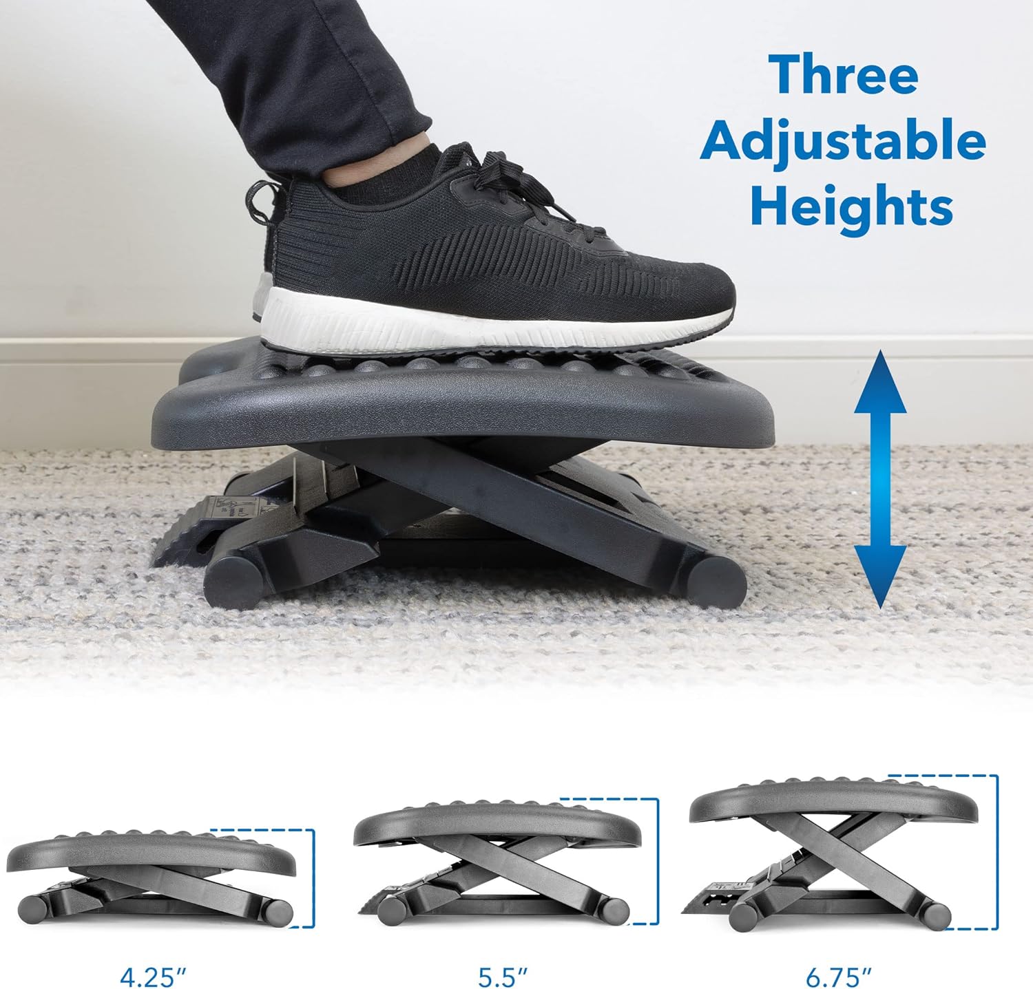 Ergonomic Under Desk Footrest — Adjustable Height, Tilt Angle - Image 3