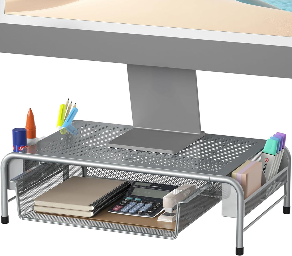 Monitor Stand Riser — Metal Mesh with Organizer Drawer - Image 6