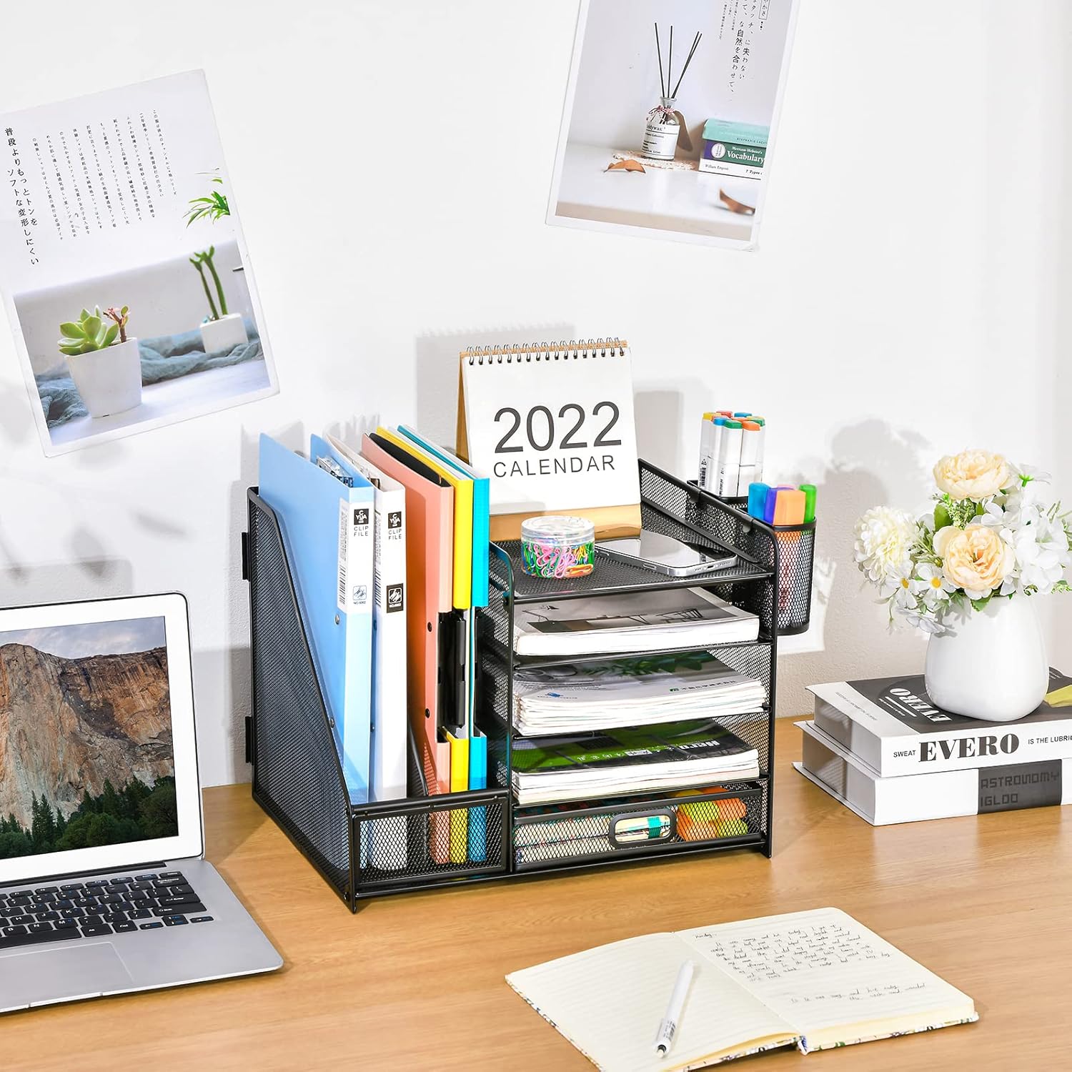Desk Organizer with File Holder — 5-Tier with Drawer and Pen Holder - Image 3