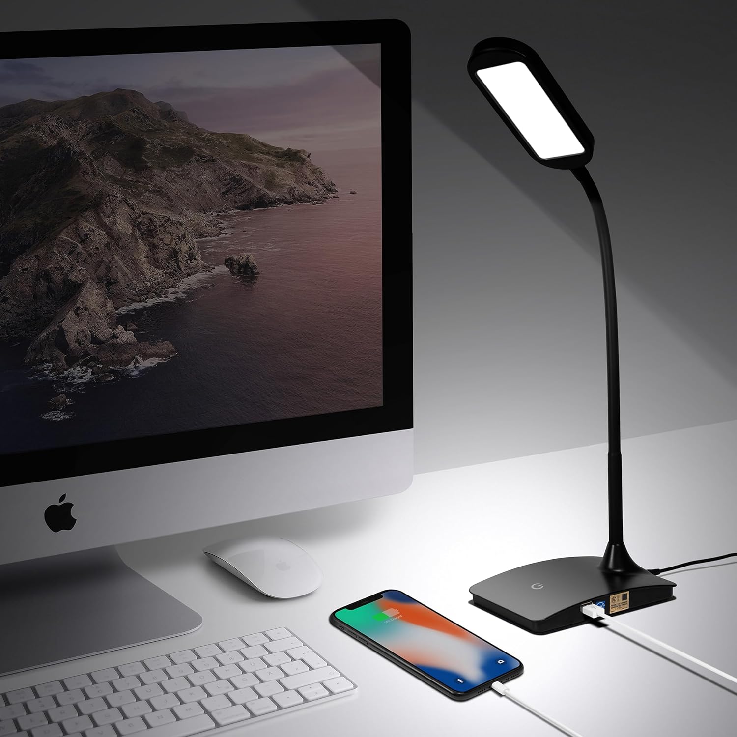 LED Desk Lamp — Gooseneck, USB Charging Port, Compact - Image 3