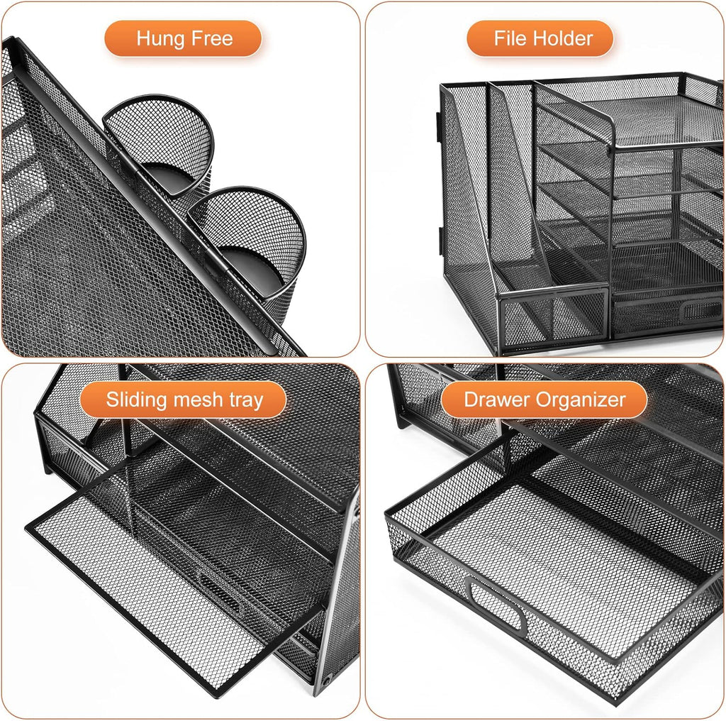 Desk Organizer with File Holder — 5-Tier with Drawer and Pen Holder - Image 4