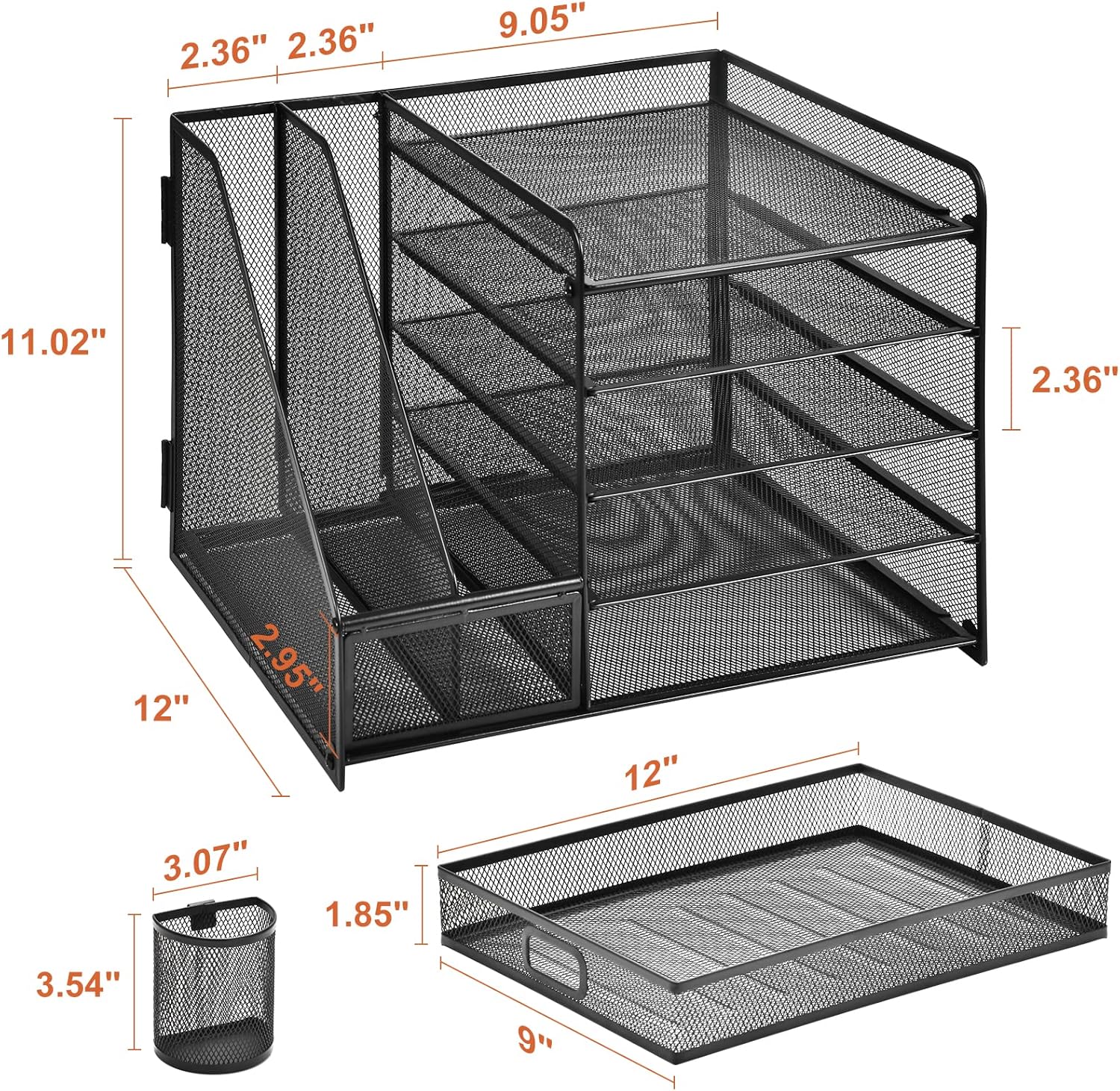 Desk Organizer with File Holder — 5-Tier with Drawer and Pen Holder - Image 6
