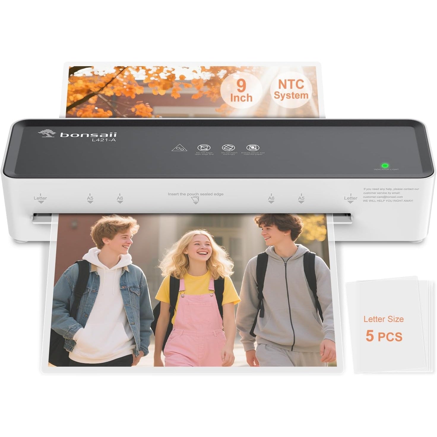 Laminator Machine — 9-Inch, Quick Warm-Up, 5 Pouches Included